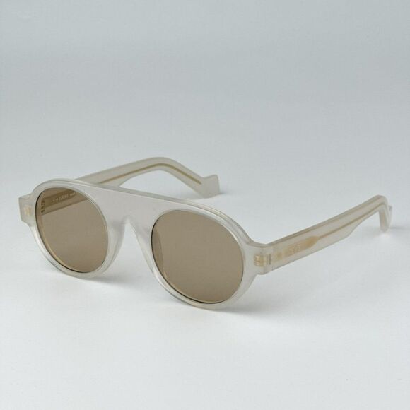 NEW Loewe LW40020I 21E Clear White Gold Brown Round Unisex Sunglasses LW 40020I